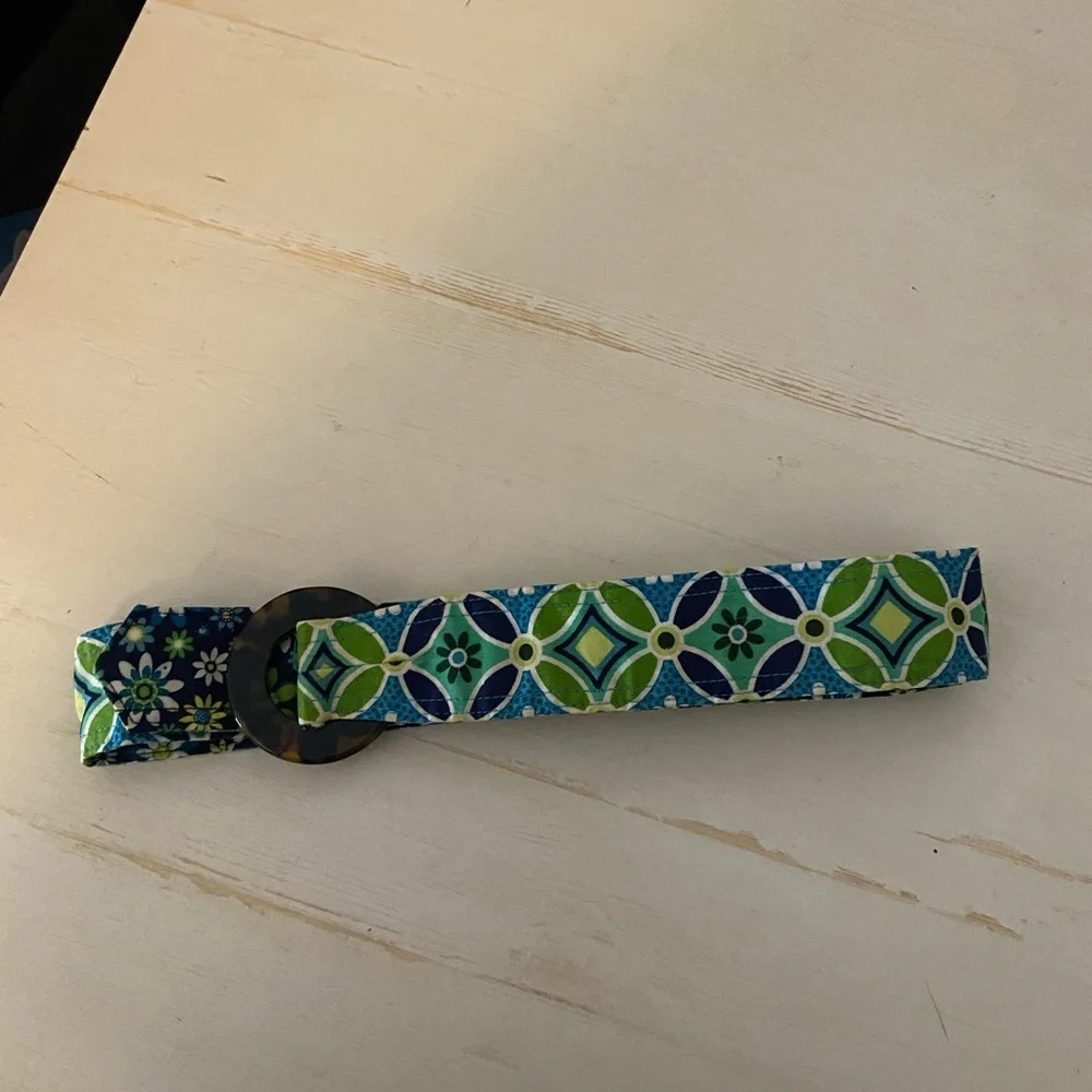 Vera Bradley Patterned Belt - Navy and Lime